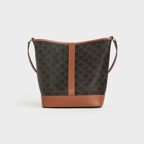MEDIUM BUCKET IN TRIOMPHE CANVAS AND CALFSKIN TAN - Image 1
